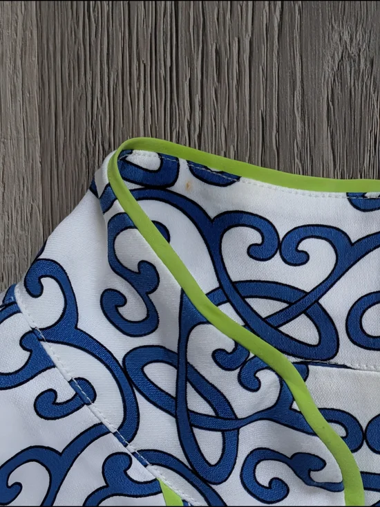 Vince Camuto Dress Womens Size 8 Blue White Print Sleeveless Shift Neon Trim - Picture 5 of 6